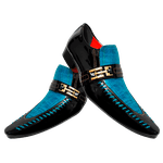Sapato Masculino Italiano Em Couro Azul Vancouver