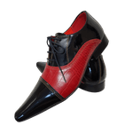 Sapato Masculino Italiano Em Couro Vermelho Jacaré Oxford