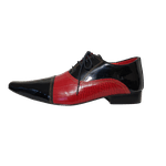 Sapato Masculino Italiano Em Couro Vermelho Jacaré Oxford