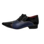Sapato Masculino Italiano Em Couro Azul Com Preto Oxford