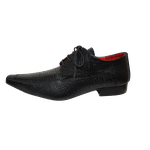Sapato Masculino Italiano Em Couro Preto Frisado Ref: 716