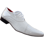 Sapato Masculino Italiano Em Couro Branco Oxford Quadriculado