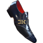 Sapato Masculino Italiano Em Couro Azul Petróleo Envernizado Ref: 730