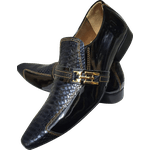 Sapato Masculino Em Couro - Italian Collection - Dark Snake - Preto