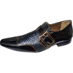 Sapato Masculino Em Couro - Italian Collection - Black Snake - Preto