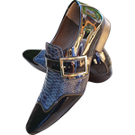 Sapato Masculino Em Couro - Italian Collection - Blackblue - Azul