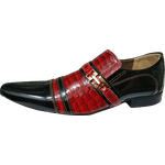 Sapato Masculino Em Couro - Italian Collection - Blackred - Vermelho
