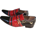 Sapato Masculino Em Couro - Italian Collection - Blackred - Vermelho