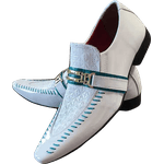 Sapato Masculino Em Couro - Italian Collection - Green Strips - Branco