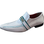 Sapato Masculino Em Couro - Italian Collection - Green Strips - Branco