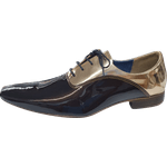 Sapato Masculino Em Couro - Italian Collection - Golden Black - Dourado