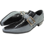 Sapato Masculino Em Couro Social Executivo Cinza Xadrez Veneza Collection