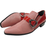 Sapato Masculino Em Couro Social Executivo Vermelho Xadrez Veneza Collection