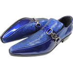 Sapato Masculino Em Couro Social Executivo Azul Craquelado Veneza Collection