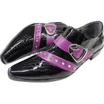 Sapato Masculino Em Couro Social Executivo Preto Roxo Veneza Collection