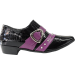 Sapato Masculino Em Couro Social Executivo Preto Roxo Veneza Collection