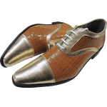 Sapato Masculino Em Couro Social Executivo Marrom Faixa Prata Veneza Collection