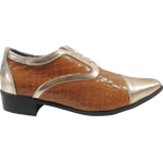 Sapato Masculino Em Couro Social Executivo Marrom Faixa Prata Veneza Collection