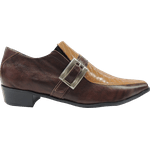 Sapato Masculino Em Couro Social Executivo Marrom Croco Veneza Collection