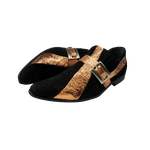 Sapato Masculino Em Couro Social Executivo Dourado Preto Veneza Collection