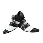 Sapato Masculino Em Couro Preto Faixa Branca Escamado Veneza Collection Ref:197