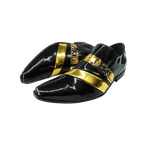 Sapato Masculino Em Couro Preto Dourado Veneza Collection Ref: 139
