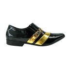 Sapato Masculino Em Couro Preto Dourado Veneza Collection Ref: 139