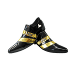Sapato Masculino Em Couro Preto Dourado Veneza Collection Ref: 139