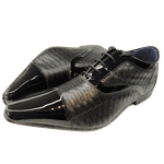 Sapato Masculino Em Couro Social Executivo Slim Corte Aberto Em Couro - Preto - Black Wood