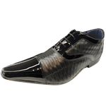 Sapato Masculino Em Couro Social Executivo Slim Corte Aberto Em Couro - Preto - Black Wood