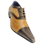 Sapato Masculino Italiano Em Couro Slim Corte Aberto Em Couro - Marrom - Golden Brown