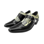 Sapato Masculino Em Couro Social Executivo Preto Fosco Com Cobra Paris Collection