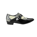Sapato Masculino Em Couro Social Executivo Preto Fosco Com Cobra Paris Collection