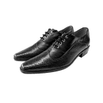 Sapato Masculino Em Couro Social Executivo Preto Escamado Fosco Paris Collection