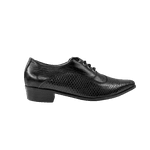 Sapato Masculino Em Couro Social Executivo Preto Escamado Fosco Paris Collection