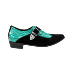Sapato Masculino Em Couro Social Executivo Preto Com Verde Lux Paris Collection