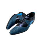 Sapato Masculino Em Couro Social Executivo Azul Escamado Com Azul Rustico Paris Collection