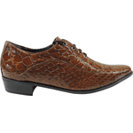 Sapato Masculino Em Couro Social Executivo Cobra Marrom Verniz Paris Collection Ref: 2019