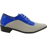 Sapato Masculino Em Couro Nude Com Azul Paris Collection