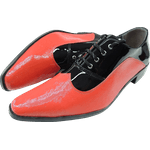 Sapato Masculino Em Couro Social Executivo Vermelho Com Preto Verniz - Paris Collection