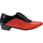 Sapato Masculino Em Couro Social Executivo Vermelho Com Preto Verniz - Paris Collection