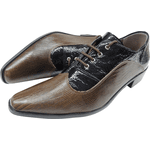 Sapato Masculino Em Couro Social Executivo Marrom Frisado Com Preto - Paris Collection