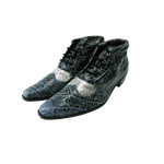 Bota Masculina Em Couro De Crocodilo Azul Petróleo