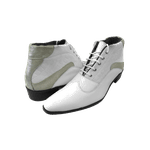 Bota Masculina Em Couro Branco Verniz Com Pérola