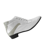 Bota Masculina Em Couro Branco Verniz Com Pérola
