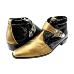 Bota Masculina Em Couro Dourado Com Preto