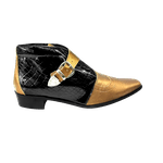 Bota Masculina Em Couro Dourado Com Preto