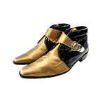 Bota Masculina Em Couro Dourado Com Preto