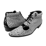 Bota Masculina Em Couro Camuflado Preto Com Branco