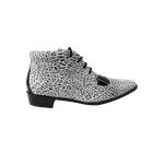 Bota Masculina Em Couro Camuflado Preto Com Branco